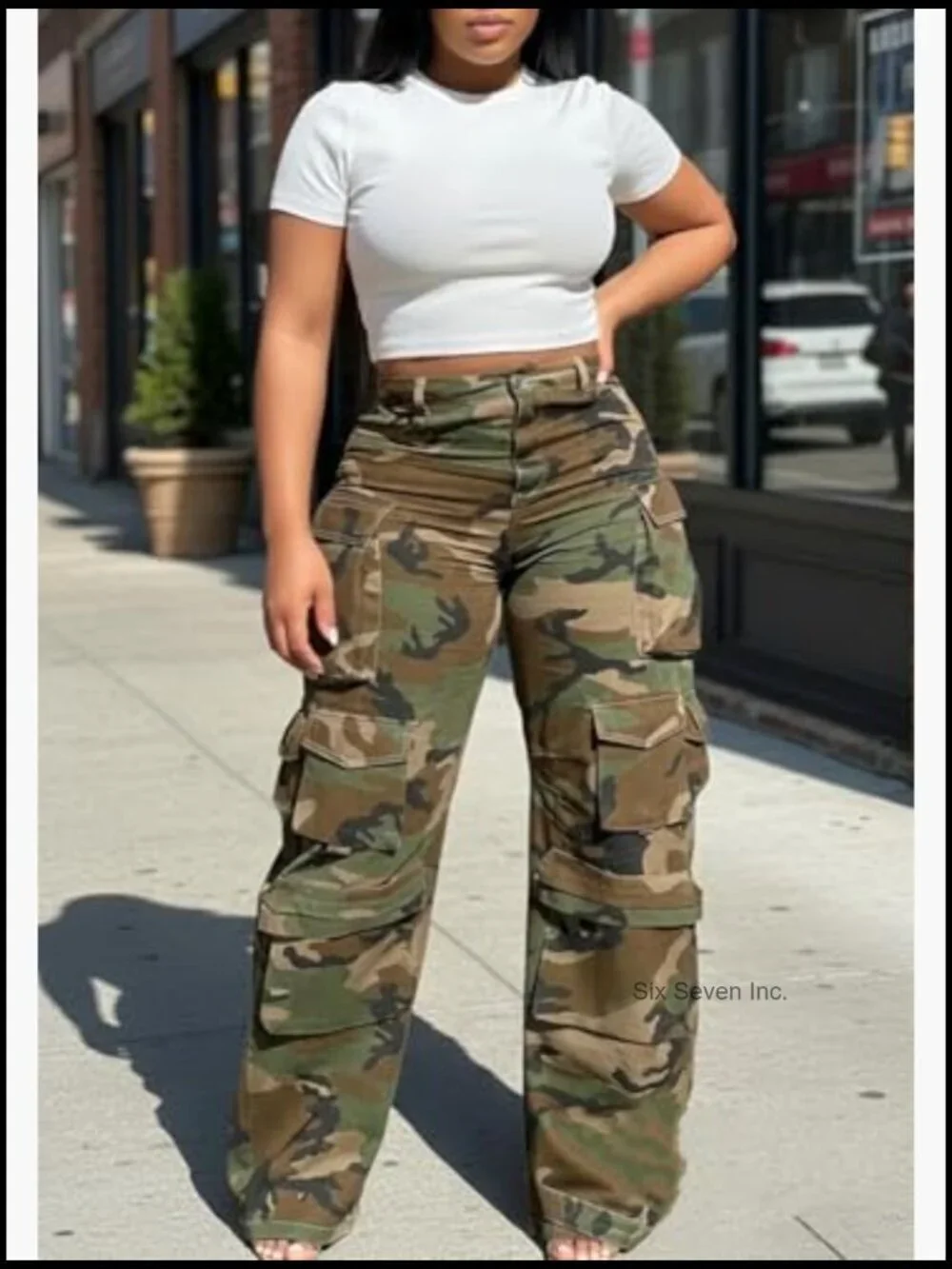 Baggy Cargo Jeans Wide Leg High Waisted Denim Pants Plus Size Camouflage Jean